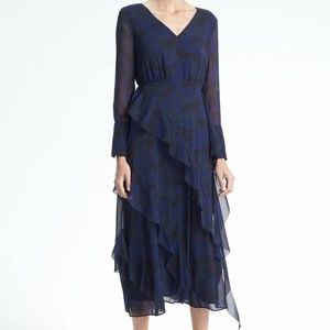 Banana Republic Navy Blue Camo Print Dress